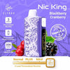 Elfbar Nic King Blackberry Cranberry Disposable Vape with 30k puffs and personalized nicotine levels.