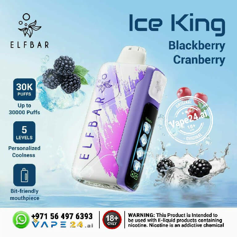 Buy ELF BAR Ice King 30K Puffs 50mg Nicotine in Dubai Flavors: Blackberry Cranberry