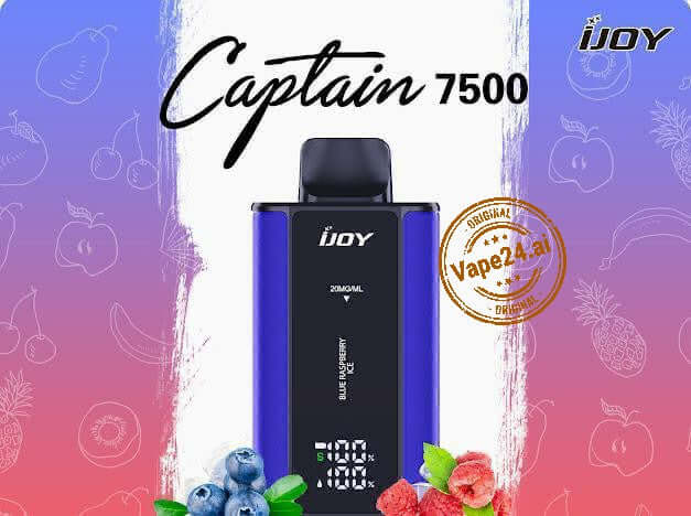 Ijoy Captain 7500 Puffs Vape – 20mg, Rechargeable, Best Flavors UAE Flavors: Blue Raspberry Ice