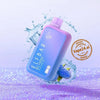 New ELF BAR BC 10000 Puffs Disposable Vape in Blue color on Sparkling Purple Surface with Blueberry Flavor and Vape24.ai Logo