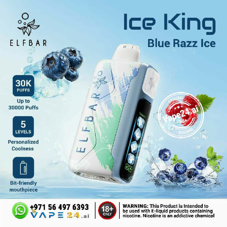 Buy ELF BAR Ice King 30K Puffs 50mg Nicotine in Dubai Flavors: Blue Razz Ice