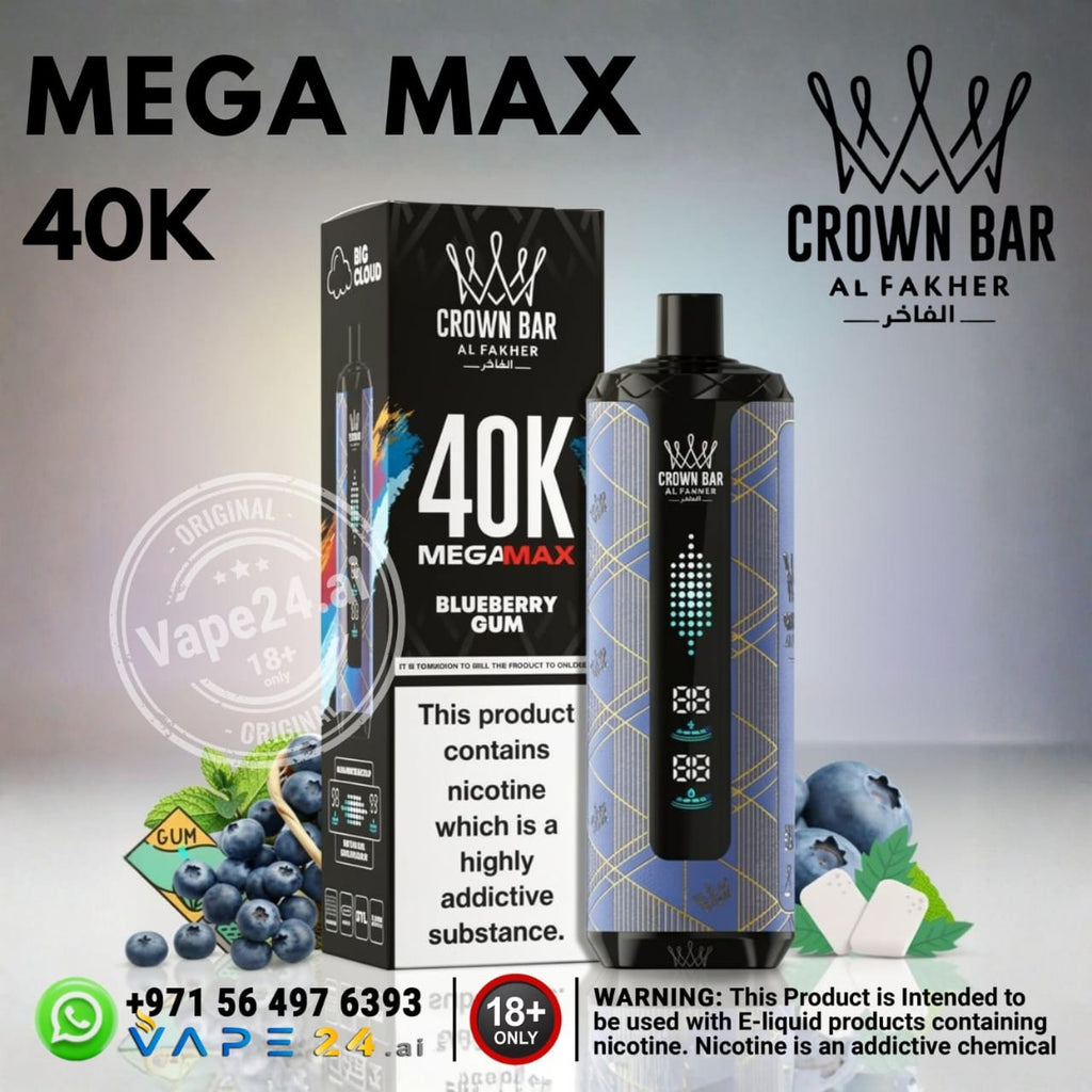 Al-Fakher-Crown-Bar-Mega-Max-40k-Puffs-Blueberry-Gum