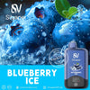 Silvaper Blueberry Ice vape device with blueberries and ice cubes in the background