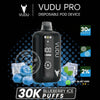 Vudu Pro disposable pod device with blueberry ice flavor on a dark background