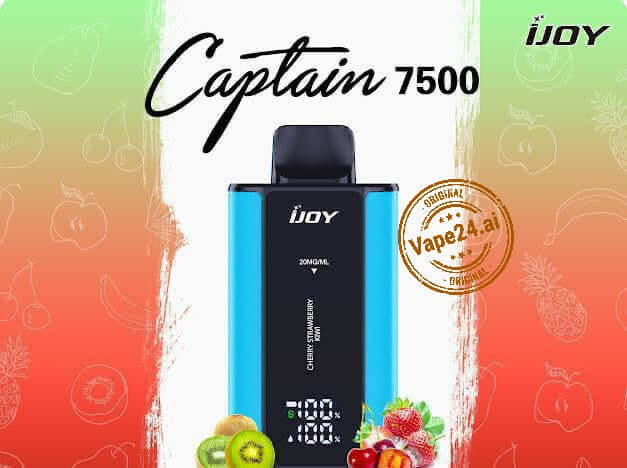 Ijoy Captain 7500 Puffs Vape – 20mg, Rechargeable, Best Flavors UAE Flavors: Cherry Strawberry Kiwi