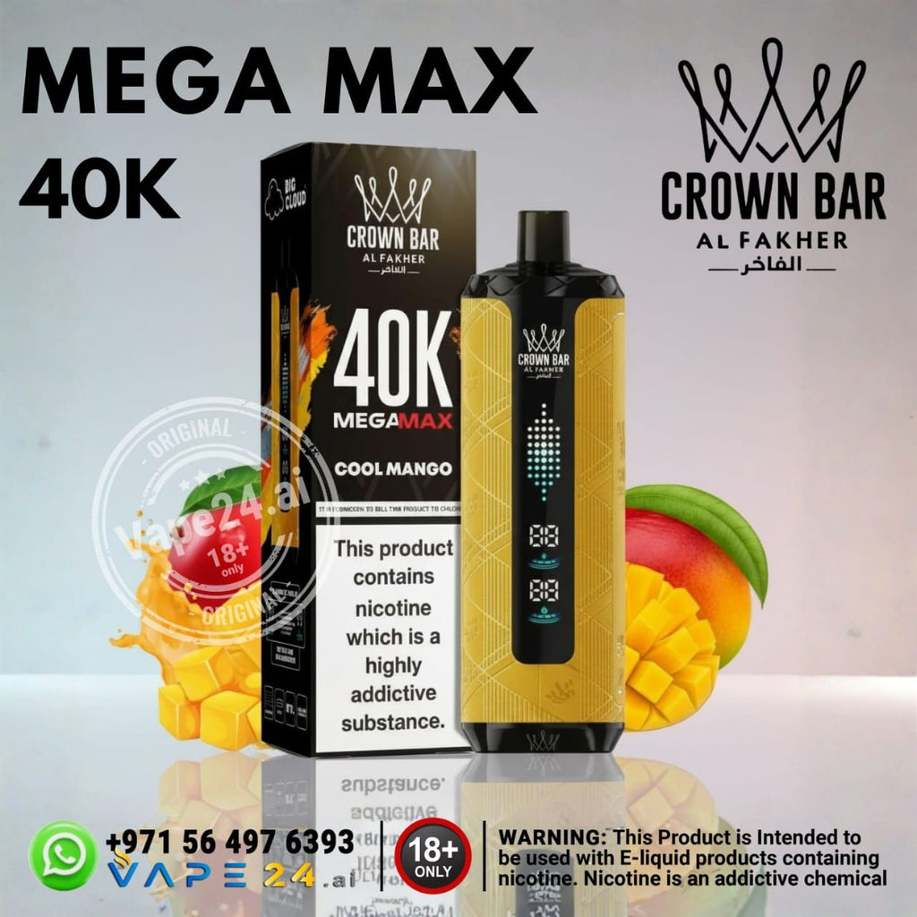 Al-Fakher-Crown-Bar-Mega-Max-40k-Puffs-Cool-Mango