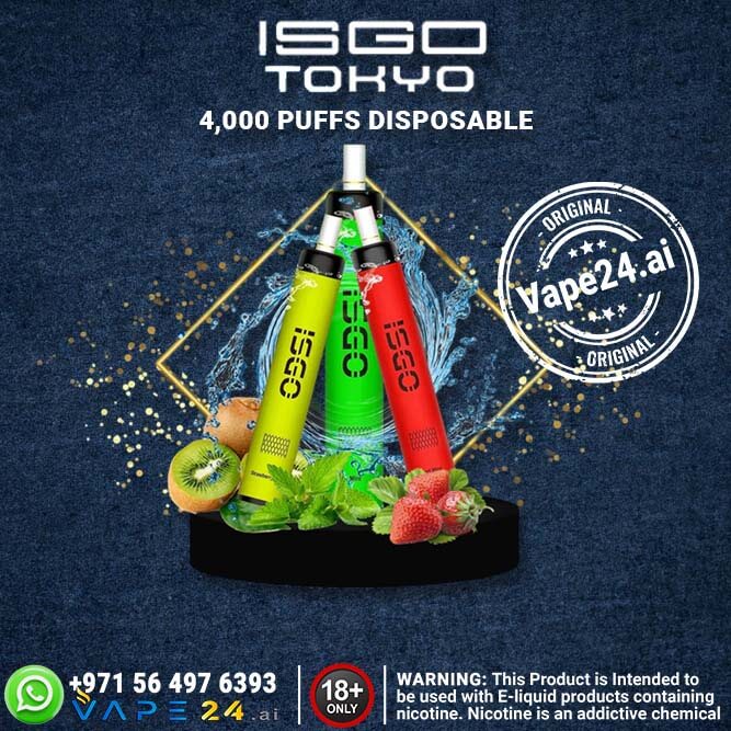 ISGO Tokyo 4000 Puffs Disposable Vape – Best Flavors in UAE Flavors: Peach Ice