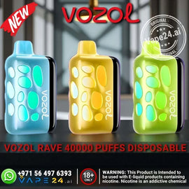 VOZOL Rave 40000 Puffs Disposable Vape in vibrant colors showcasing a sleek design.
