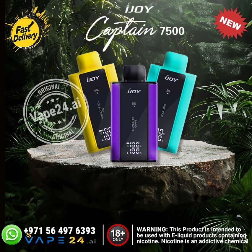 Ijoy Captain 7500 Puffs Vape – 20mg, Rechargeable, Best Flavors UAE Flavors: Strawberry Watermelon