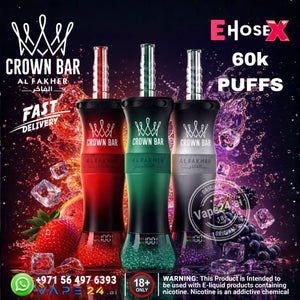 Al Fakher Crown Bar E Hose X 60000 Puffs Rechargeable Hookah Disposable Vape in Dubai, UAE