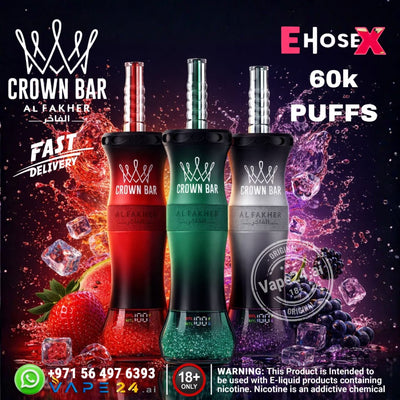 Al Fakher Crown Bar E Hose X 60000 Puffs Rechargeable Hookah Disposable Vape in Dubai, UAE