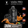 Vudu Pro disposable pod device with energy drink graphics on a black background