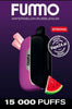 Vape device with watermelon flavor and 'Fummo' branding on a purple background.
