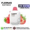 Flerbar Baymax vape device with strawberries and branding elements on a white background