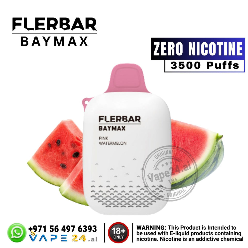 Flerbar Baymax vape device with watermelon slices on a white background
