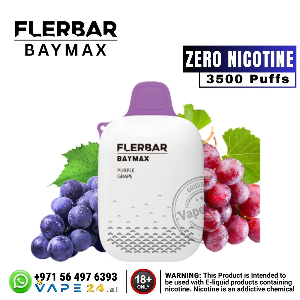 Flerbar Baymax vape device with grapes on a white background