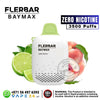 Flerbar Baymax vape device with lime and peach graphics on a white background