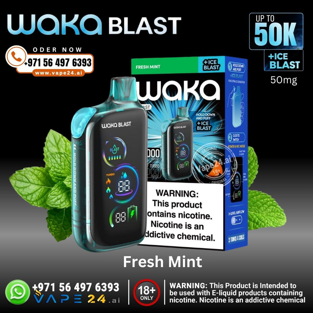 Waka Blast 50000 Puffs Disposable Vape – 50mg,Rechargeable – Dubai UAE