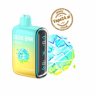 Geek Bar Pulse 15000 Puffs Disposable Vape in Frozen Piña Colada flavor with Vape24.ai authenticity seal