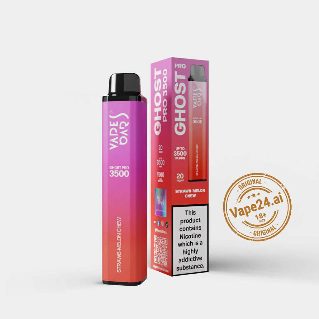 Vape Bar Ghost Pro 3500 Puffs Disposable Vape in Straw-Melon Chew flavor, available online with same-day delivery in Dubai