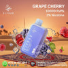 Elf Bar BC10000 puffs 20mg Grape Cherry vape device with desert and fruit background