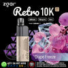 Zgar Retro 10K vape device with grape freeze flavor on a black background