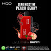 HQD peach berry vape device with fruit graphics on a black background