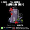 HQD Zero Nicotine Raspberry Grape vape device with berries on a black background