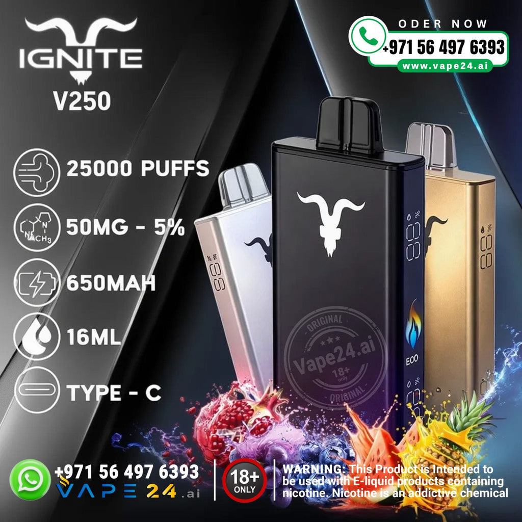 Ignite V250 25000 Puffs Vape 50mg Rechargeable Dubai vape24.ai Ignite V250 25000 Puffs Vape 50mg Rechargeable Dubai vape24.ai