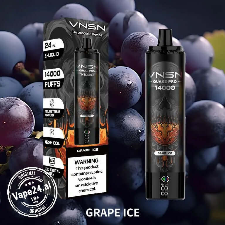 VNSN Quake Pro 14000 Puffs Rechargeable Vape – 12 Flavors FLAVOR ::: GRAPE ICE