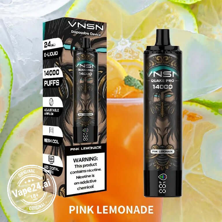 VNSN Quake Pro 14000 Puffs Rechargeable Vape – 12 Flavors FLAVOR ::: Pink Lemonade