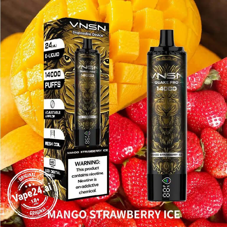 VNSN Quake Pro 14000 Puffs Rechargeable Vape – 12 Flavors FLAVOR ::: Mango Strawberry Ice