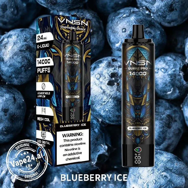 VNSN Quake Pro 14000 Puffs Rechargeable Vape – 12 Flavors FLAVOR ::: Blueberry ice