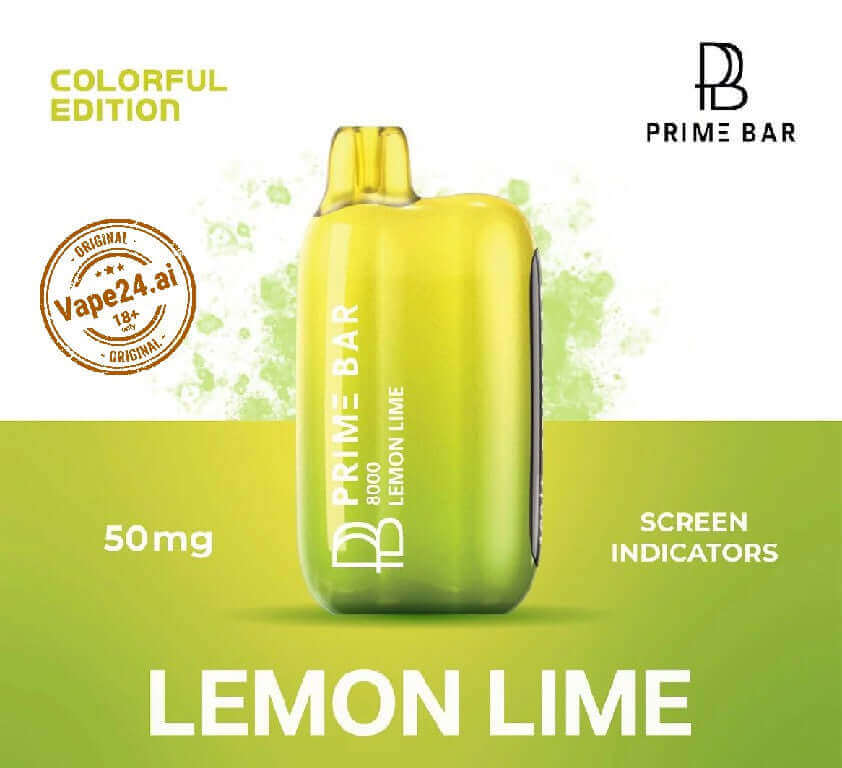 Prime Bar 8000 Puffs Vape - Dubai's Best 50mg DisposableFLAVOR ::: Lemon Lime