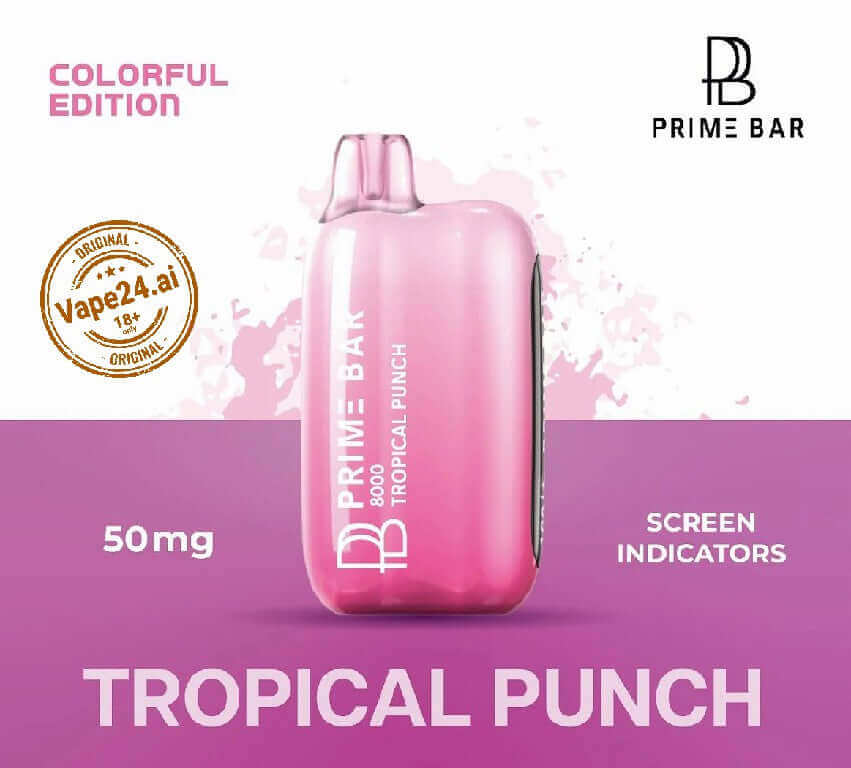 Prime Bar 8000 Puffs Vape - Dubai's Best 50mg DisposableFLAVOR ::: Tropical Punch