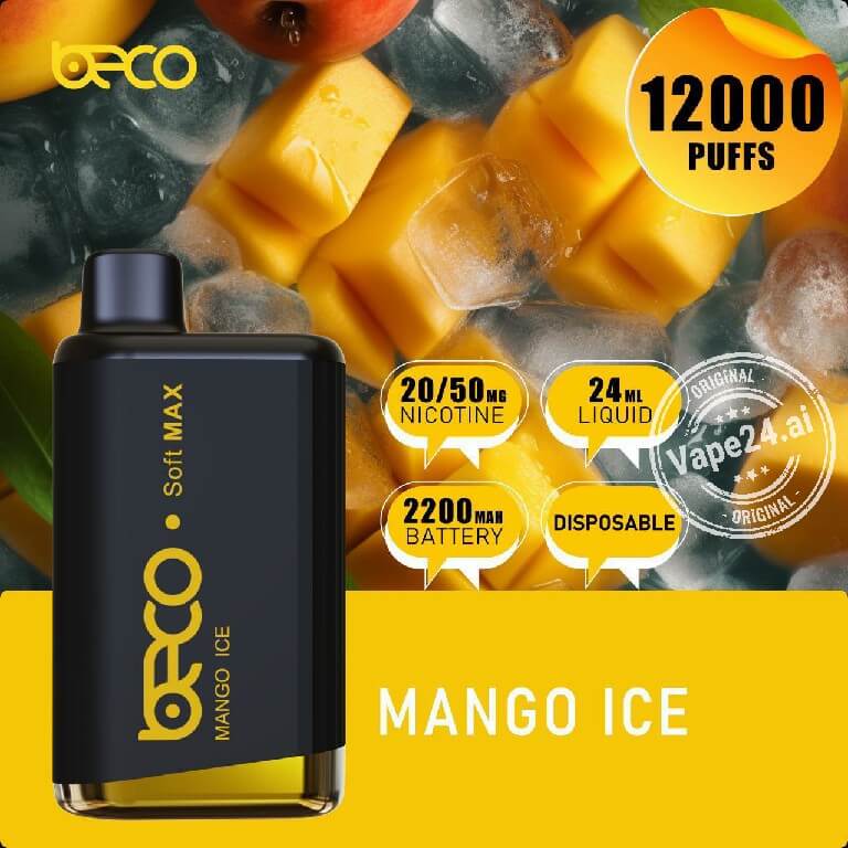 BECO Soft Max 12000 Puffs Disposable Vape 20mg – Dubai Flavors: Mango Ice