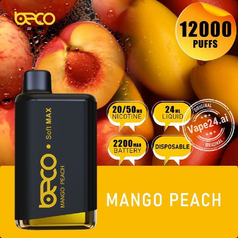 BECO Soft Max 12000 Puffs Disposable Vape 20mg – Dubai Flavors: Mango Peach