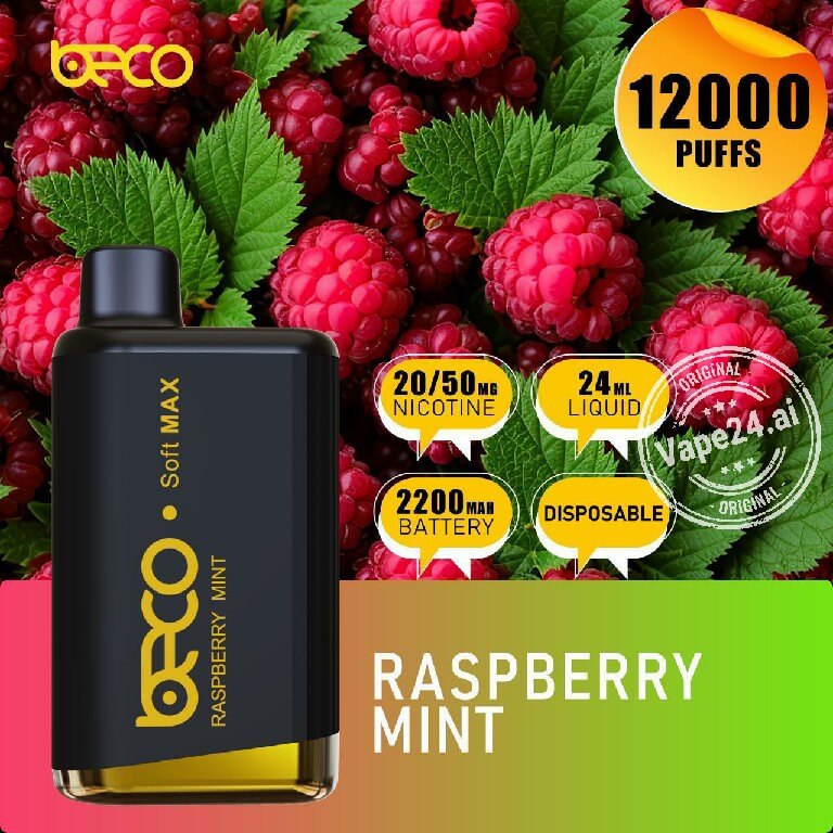 BECO Soft Max 12000 Puffs Disposable Vape 20mg – Dubai Flavors: Raspberry Mint