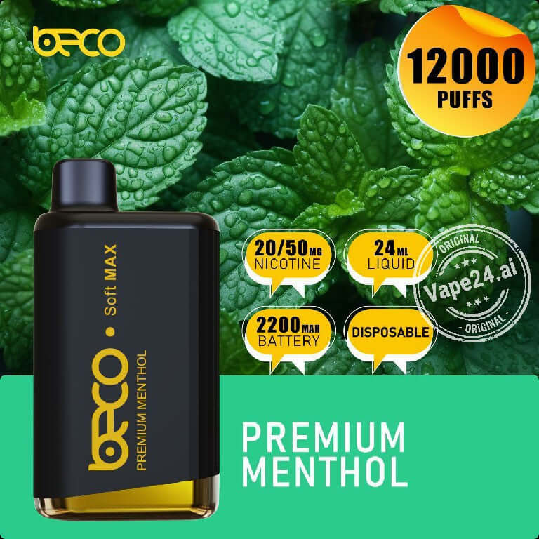 BECO Soft Max 12000 Puffs Disposable Vape 20mg – Dubai Flavors: Premium Menthol