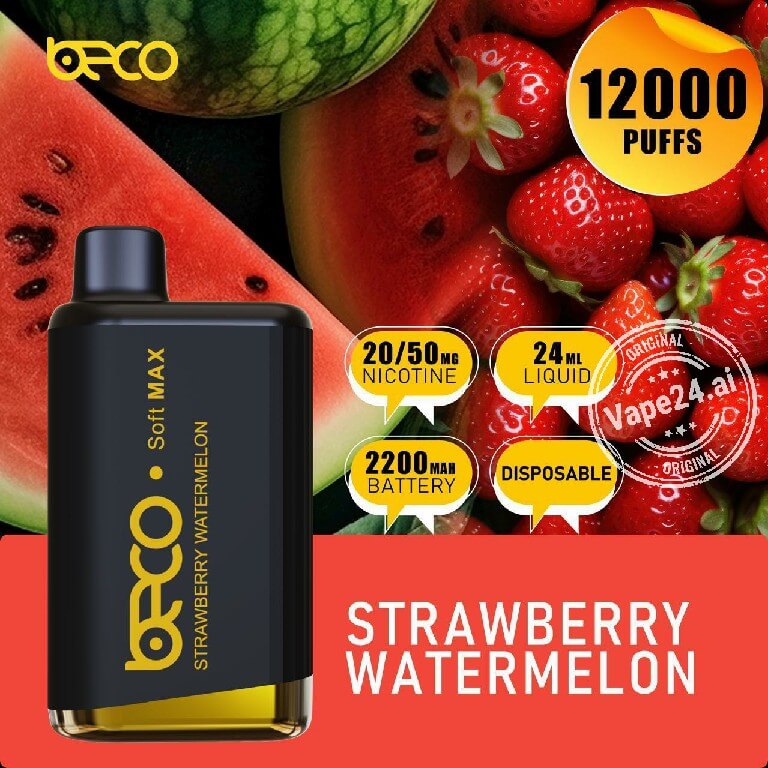 BECO Soft Max 12000 Puffs Disposable Vape 20mg – Dubai Flavors: Strawberry Watermelon