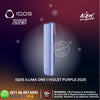 IQOS ILUMA ONE I Violet Purple 2025 device on a dark background with IQOS branding.
