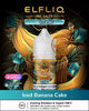 Elfliq Iced Banana Cake vape juice bottle with decorative background