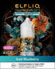 Elfliq Nic Salts Ice King Iced Blueberry vape juice packaging with decorative background