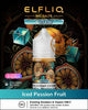 Elfliq Nic Salts Ice King Iced Passion Fruit vape juice packaging with decorative elements.