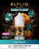Elfliq Nic Salts Ice King Iced Peach vape juice packaging with decorative background