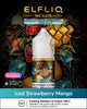 Elfliq Iced Strawberry Mango vape juice bottle with decorative background