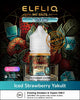 Elfliq Iced Strawberry Yakult vape juice bottle with colorful background