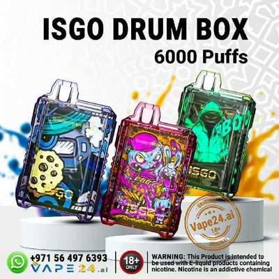 Isgo Drum Box 6000 Puffs Disposable Vape DubaiFLAVOR ::: Blueberry ice