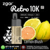 Zgar Retro 10K vape device with lemon and lime slices on a black background