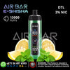 Air Bar e-shisha vape device with lemon and mint leaves on a black background